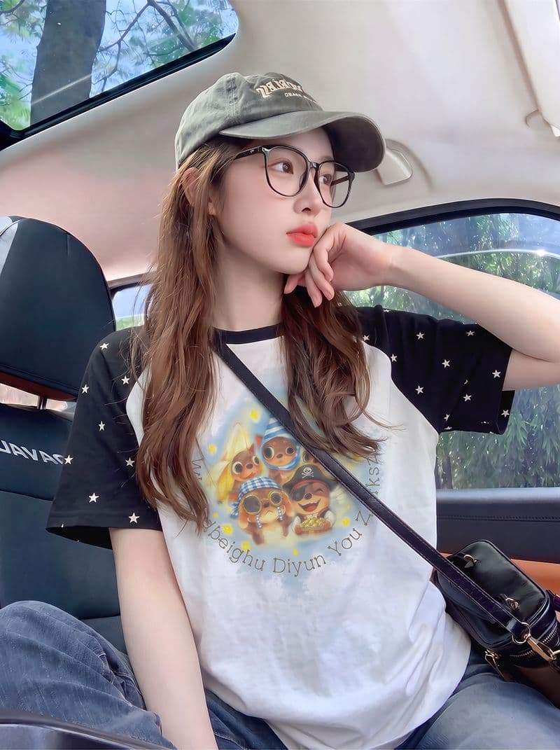 220 그램 주간 실크 코튼 반팔 티셔츠 남녀 커플룩 여름 새로운 삽입 어깨 소매 루즈핏 라운드 넥 맨위 이미지 3