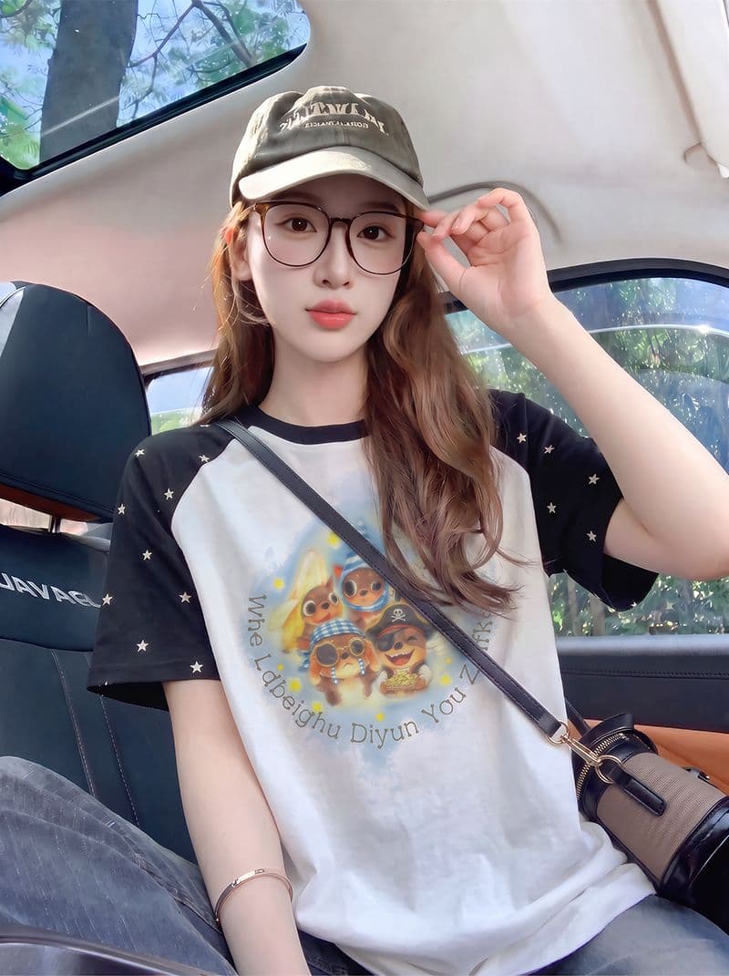 220 그램 주간 실크 코튼 반팔 티셔츠 남녀 커플룩 여름 새로운 삽입 어깨 소매 루즈핏 라운드 넥 맨위 이미지 2