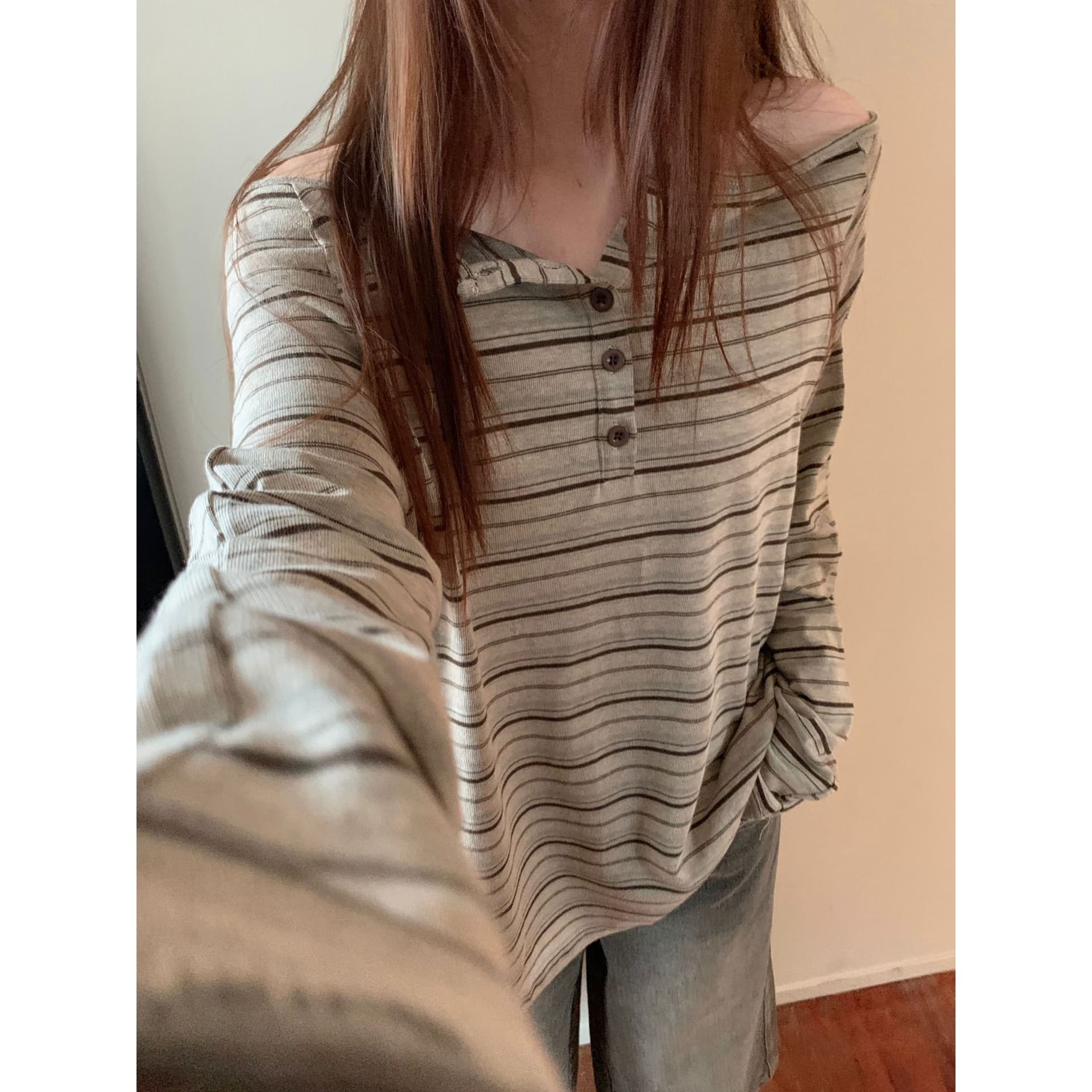 220 그램 순면 긴팔 티셔츠 기본 셔츠 여성 얇은 스타일 가을 새로운 명시적 스티치 장식 루즈핏 라운드 넥 맨위 이미지 2