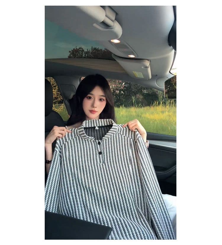 300 그램 원본 긴팔 티셔츠 기본 셔츠 여성 얇은 스타일 트렌디 가을 새로운 생선뼈 곡물 루즈핏 스탠드 칼라 맨위 상세 이미지 26