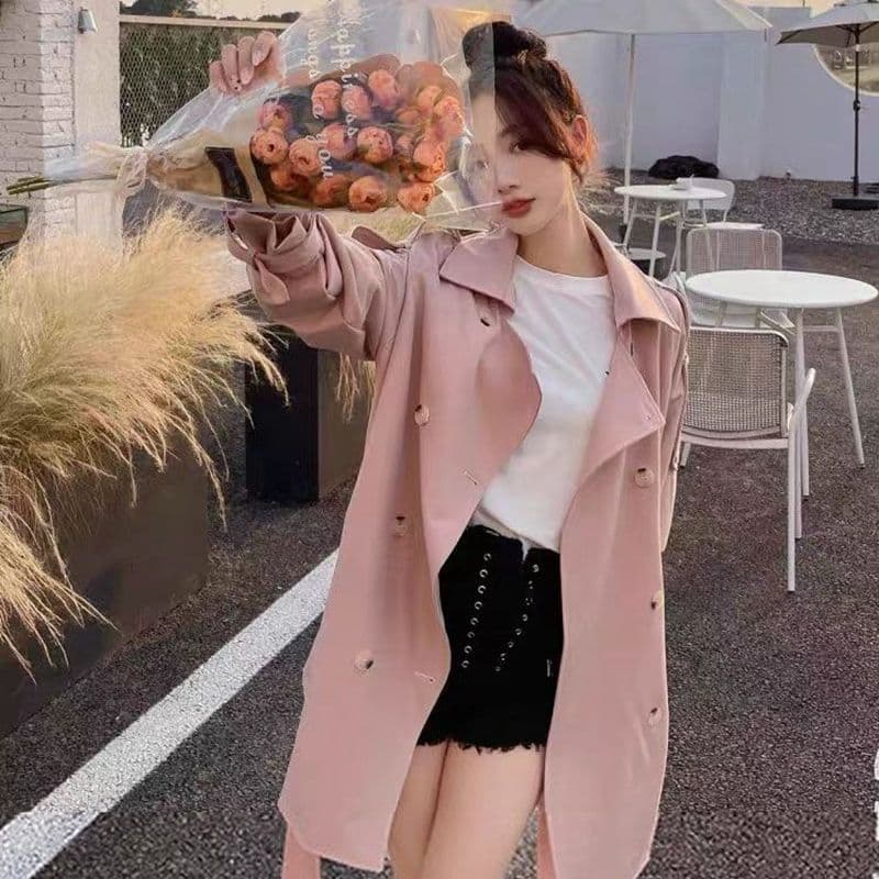 원본 것 핑크색 정장 칼라 바람막이 여성 새로운 작은 키 프랑스식 달콤함 우유 달콤한 부서 소녀 쇼트 스타일 재킷