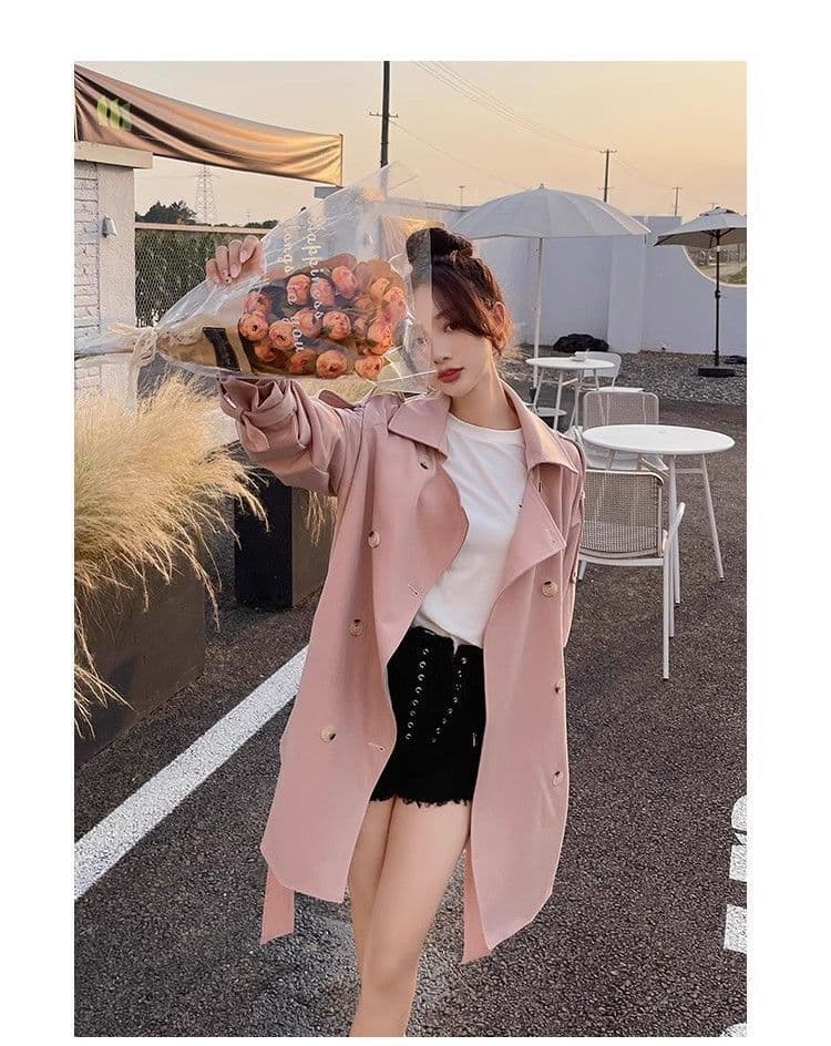 원본 것 핑크색 정장 칼라 바람막이 여성 새로운 작은 키 프랑스식 달콤함 우유 달콤한 부서 소녀 쇼트 스타일 재킷 상세 이미지 11