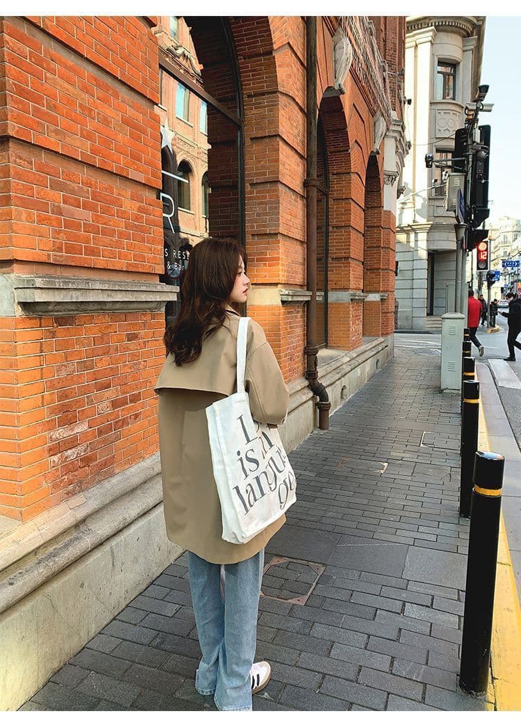 원본 것 카키 색 한 부서 바람막이 여성 코트 봄 가을 올해 인기 캐주얼 바람 작은 키 도루 센스 맨위 상세 이미지 17