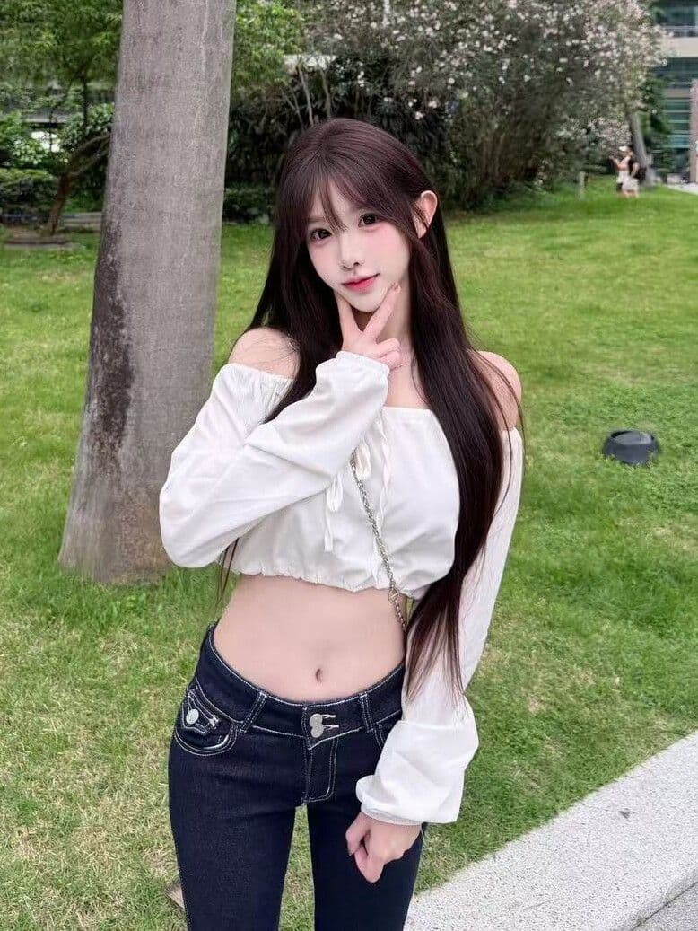 순수한 욕망 바람 섹시함 핫걸 레이스업 펌프 로프 오프숄더 긴팔 티셔츠 여성 디자인 센스 작은 대중 다용도 슬림해 보이는 맨위 상세 이미지 2
