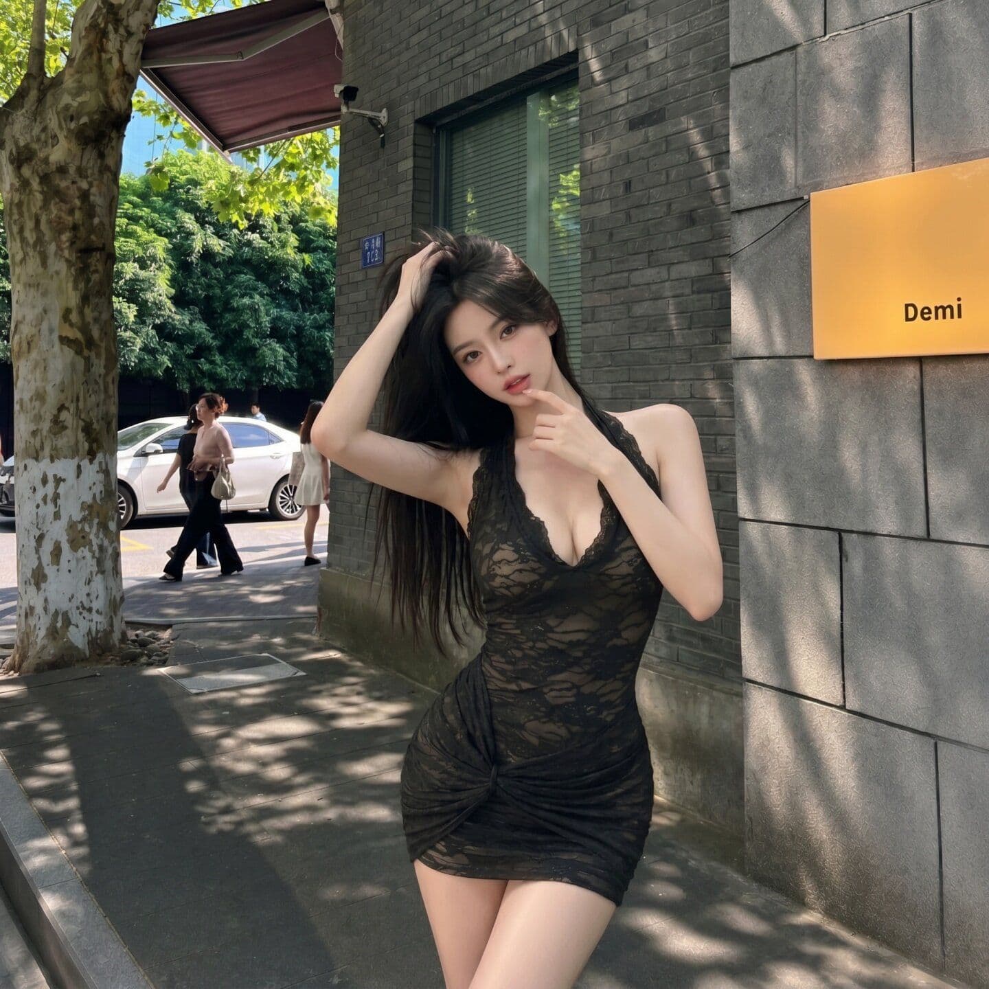 한 스타일 순수한 욕망 레이스 매듭 백리스 섹시함 여성 드레스 여름 새로운 고급 센스 허리 수축 핫걸 행침 목 치마 이미지 2
