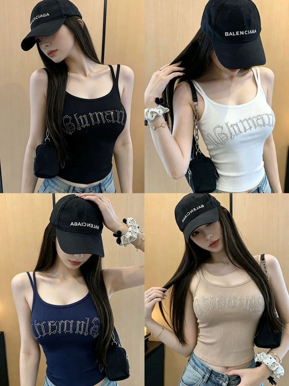 더블 어깨끈 알파벳 핫픽스 u 넥타이 가슴 패드 원피스 인사이드 가져 가라. 캐미솔 핫걸 슬림해 보이는 맨위 상세 이미지 1