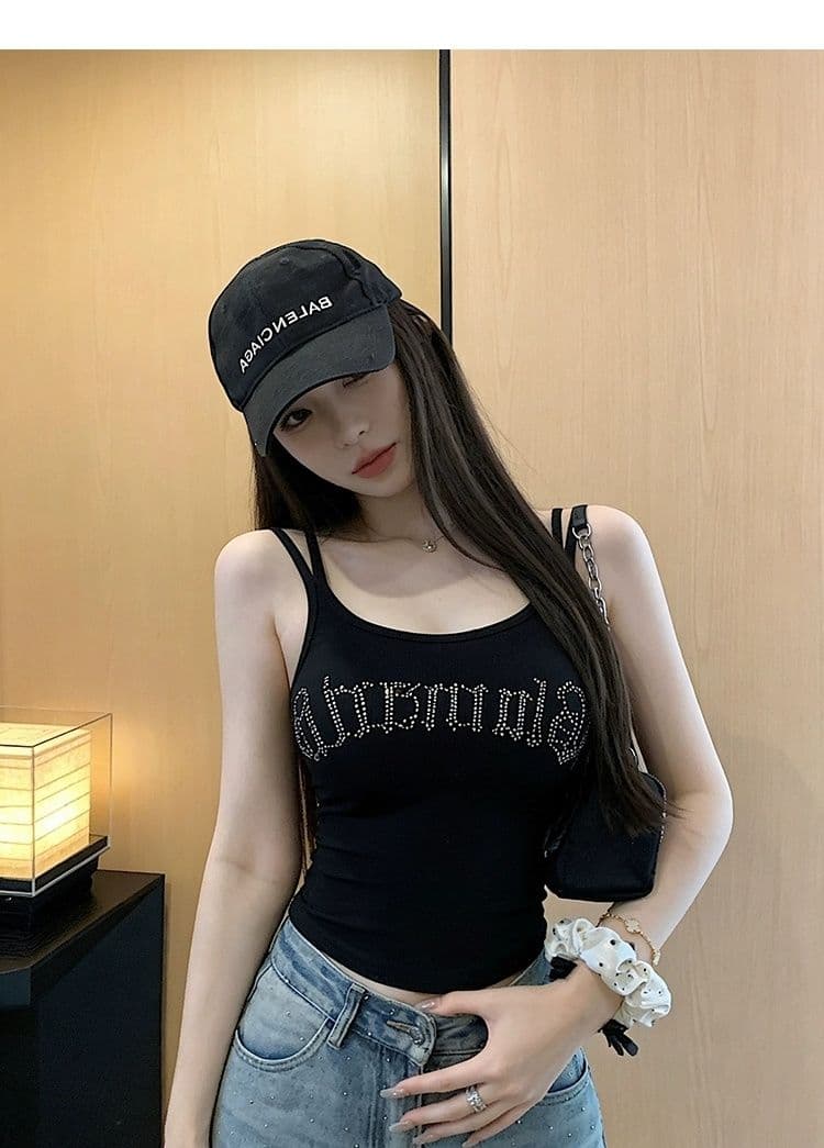 더블 어깨끈 알파벳 핫픽스 u 넥타이 가슴 패드 원피스 인사이드 가져 가라. 캐미솔 핫걸 슬림해 보이는 맨위 상세 이미지 6