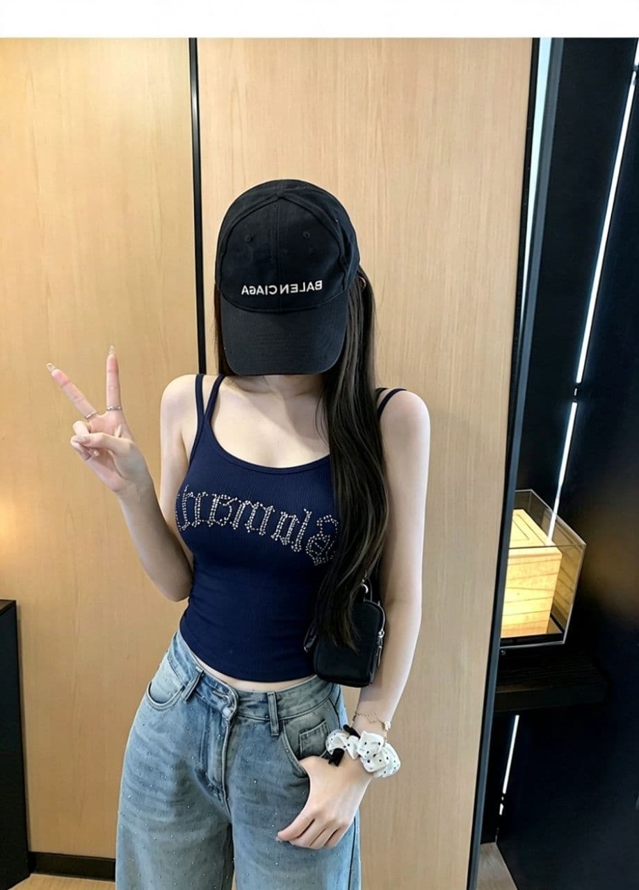 더블 어깨끈 알파벳 핫픽스 u 넥타이 가슴 패드 원피스 인사이드 가져 가라. 캐미솔 핫걸 슬림해 보이는 맨위 상세 이미지 14