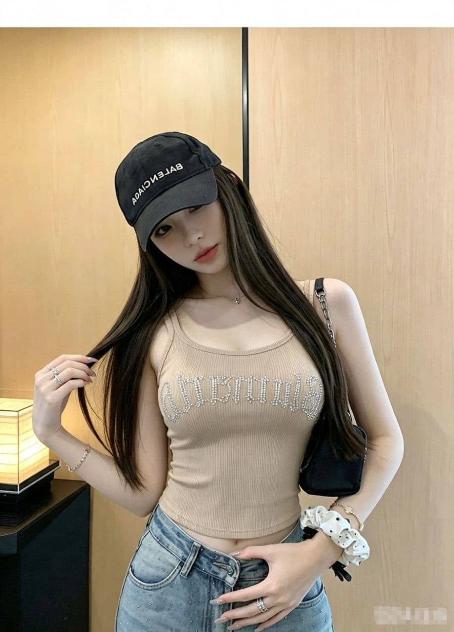 더블 어깨끈 알파벳 핫픽스 u 넥타이 가슴 패드 원피스 인사이드 가져 가라. 캐미솔 핫걸 슬림해 보이는 맨위 상세 이미지 20
