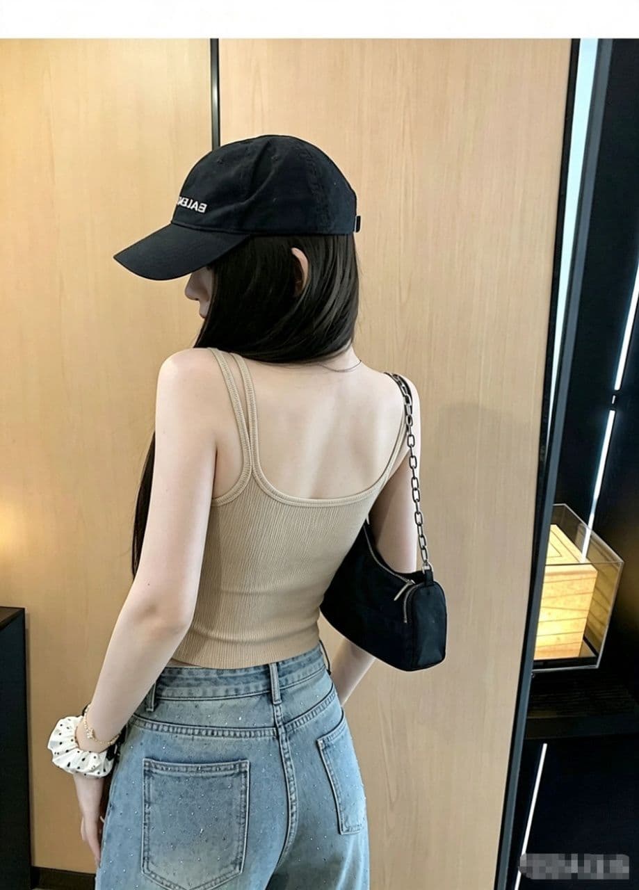 더블 어깨끈 알파벳 핫픽스 u 넥타이 가슴 패드 원피스 인사이드 가져 가라. 캐미솔 핫걸 슬림해 보이는 맨위 상세 이미지 22