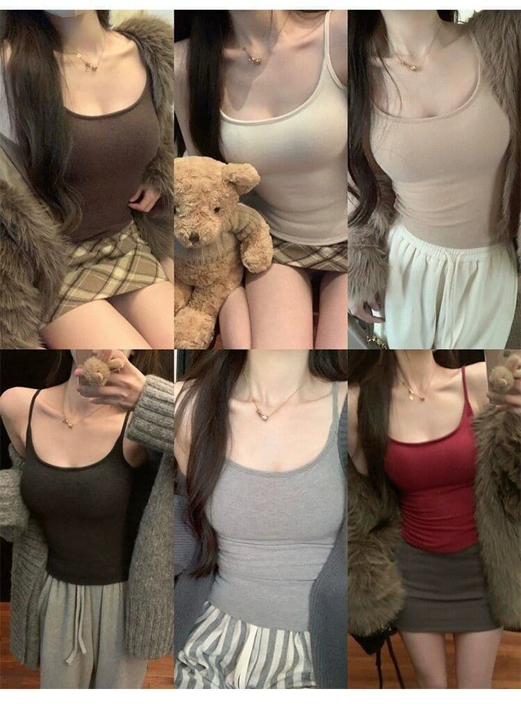 만화 가슴 기지 이 단락 연삭 털 순수한 리본 가슴 패드 캐미솔 De 플러시 몸매 가꾸기 슬림해 보이는 만나는 맨위 상세 이미지 1