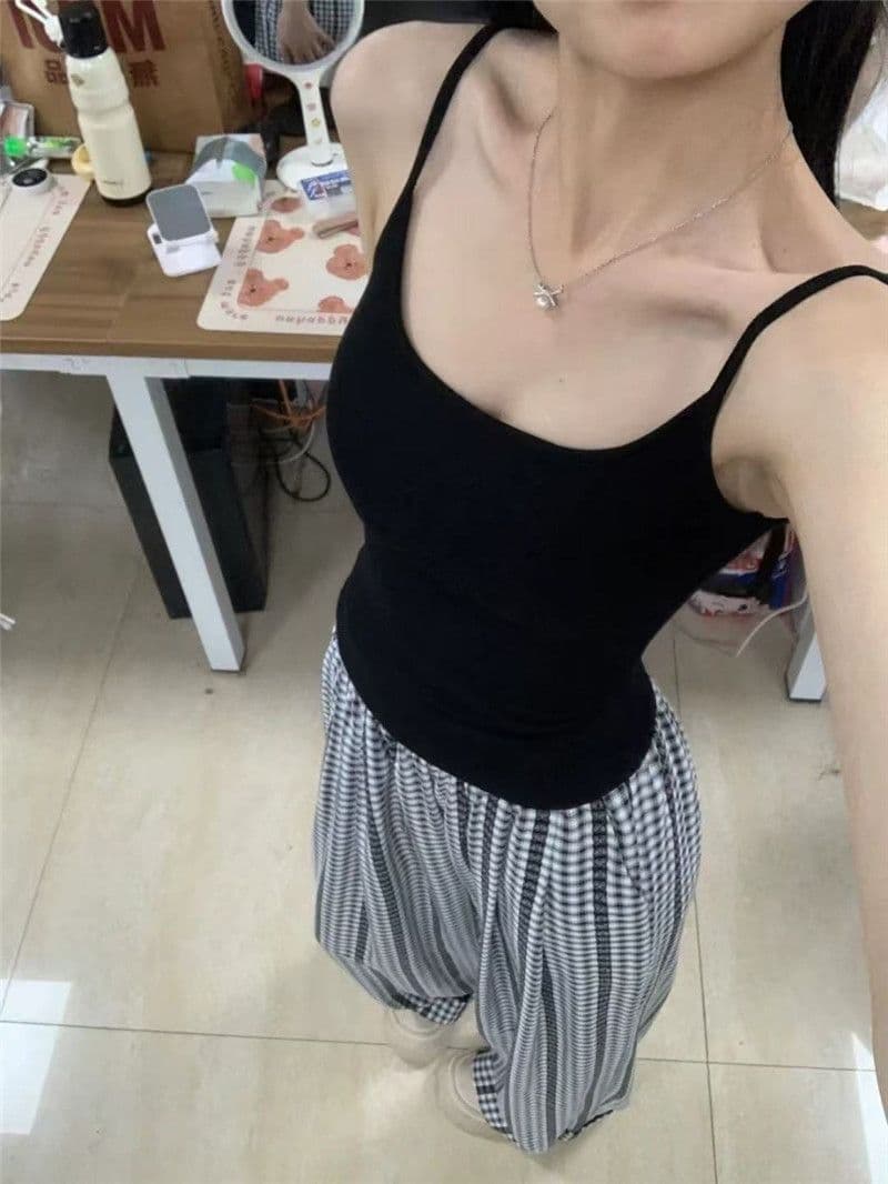 만화 가슴 기지 이 단락 연삭 털 순수한 리본 가슴 패드 캐미솔 De 플러시 몸매 가꾸기 슬림해 보이는 만나는 맨위 상세 이미지 17