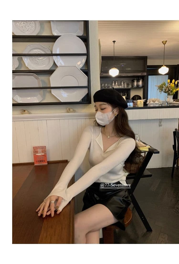 2026 가을 겨울 새로운 단색 디자인 센스 작은 폴로 칼라 양모 니트 스웨터 여성 편안함 부드럽다 기본 셔츠 여성 트렌디 상세 이미지 14