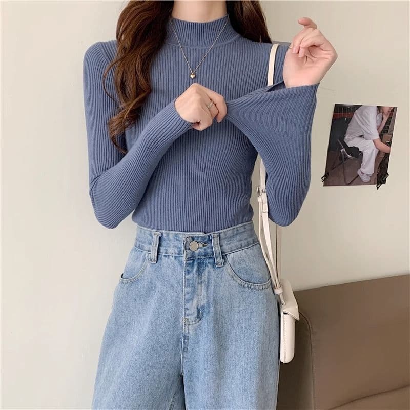 반하이넥 스웨터 여성 가을 겨울 몸매 가꾸기 타이트 긴팔 인사이드 가져 가라. 만나는 니트 스웨터 봄 가을 외국 가스 중 칼라 맨위 상세 이미지 36