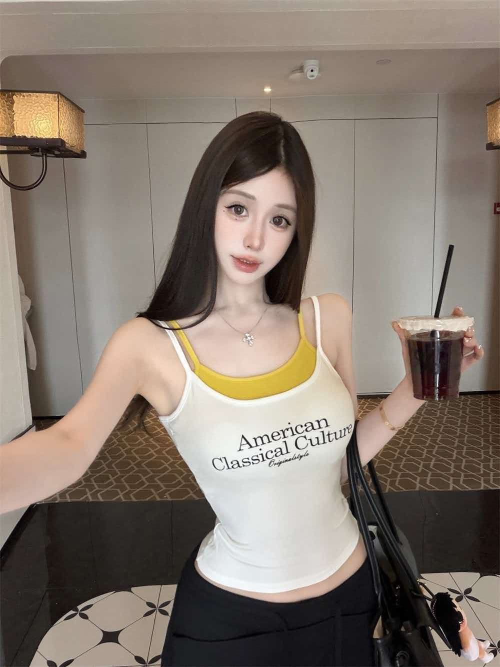 한 부서 페이크 레이어드 벨트 가슴 패드 브래지어 하나 캐미솔 외출용 다용도 민소매 맨위 상세 이미지 13