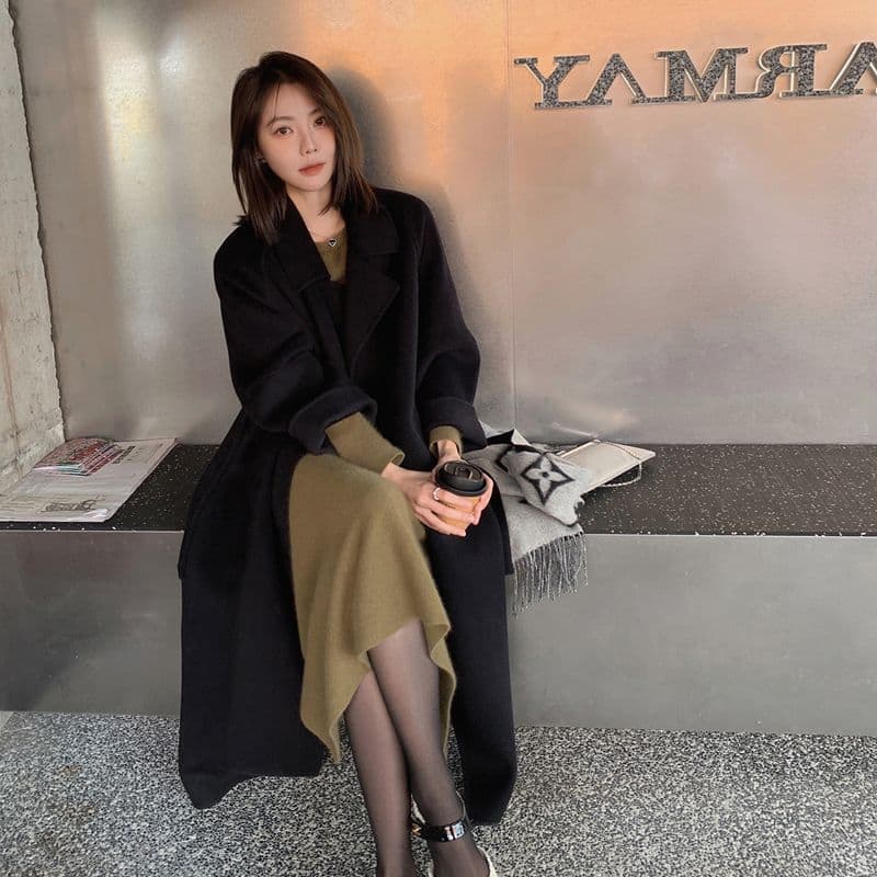 2026 년 인기 모직 여성 코트 가을 겨울철 중간 길이 고급 다용도 작은 키 모직 코트 이미지 4