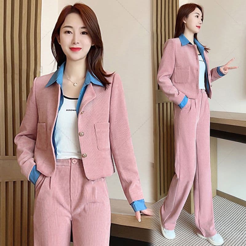 패션 폴로 칼라 셔츠 페이크 레이어드 여성 봄 가을 2026 년 새로운 슬림해 보이는 POLO 칼라 맨위 투피스 슈트 이미지 5