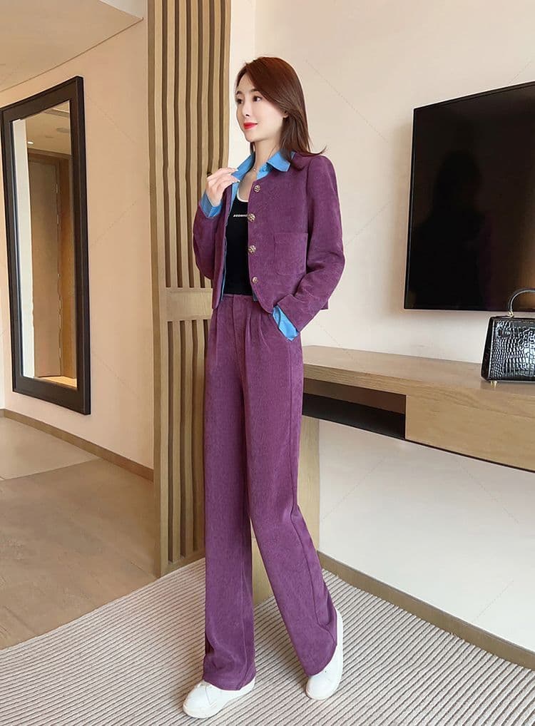 패션 폴로 칼라 셔츠 페이크 레이어드 여성 봄 가을 2026 년 새로운 슬림해 보이는 POLO 칼라 맨위 투피스 슈트 상세 이미지 2