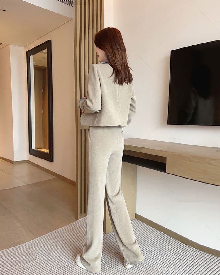 패션 폴로 칼라 셔츠 페이크 레이어드 여성 봄 가을 2026 년 새로운 슬림해 보이는 POLO 칼라 맨위 투피스 슈트 상세 이미지 6