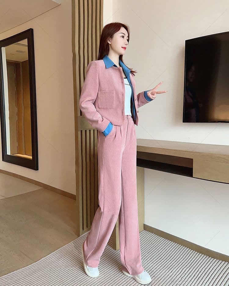 패션 폴로 칼라 셔츠 페이크 레이어드 여성 봄 가을 2026 년 새로운 슬림해 보이는 POLO 칼라 맨위 투피스 슈트 상세 이미지 8
