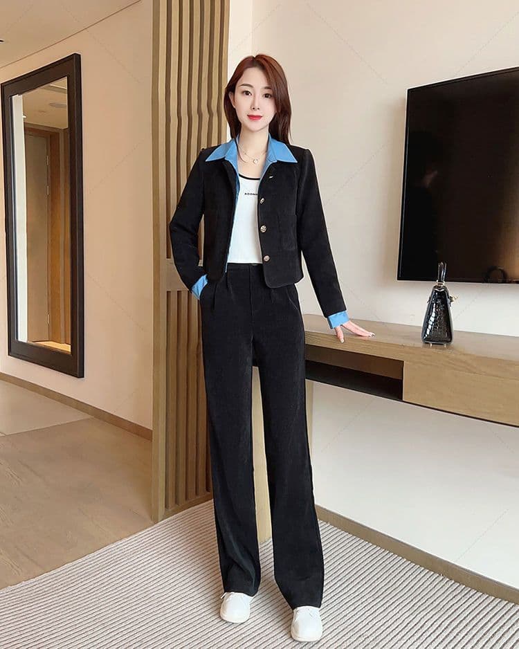 패션 폴로 칼라 셔츠 페이크 레이어드 여성 봄 가을 2026 년 새로운 슬림해 보이는 POLO 칼라 맨위 투피스 슈트 상세 이미지 10