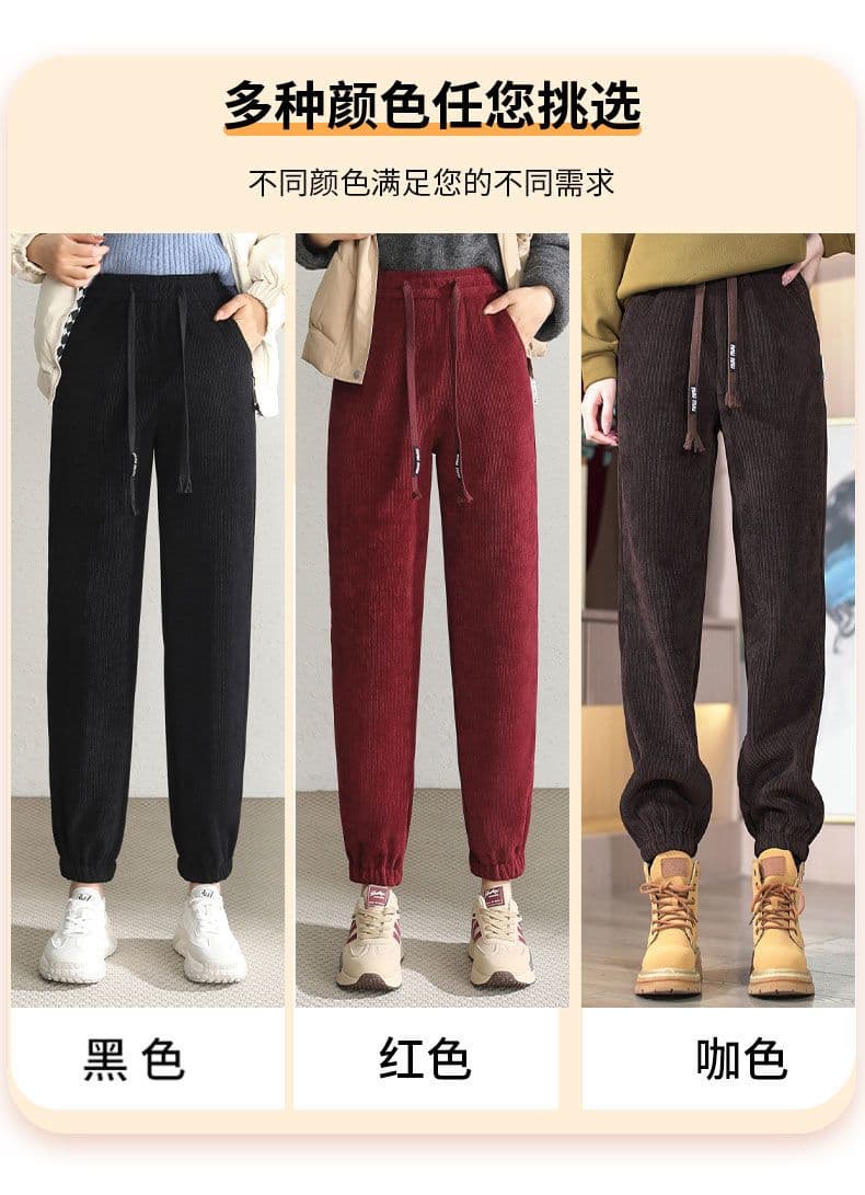 앙겔라 안격라 빨간색 바지 아이들 oversize 루즈핏 빅 사이즈 2026 가을 겨울 새로운 털이 있고 두꺼운 조거 캐주얼 바지 상세 이미지 13