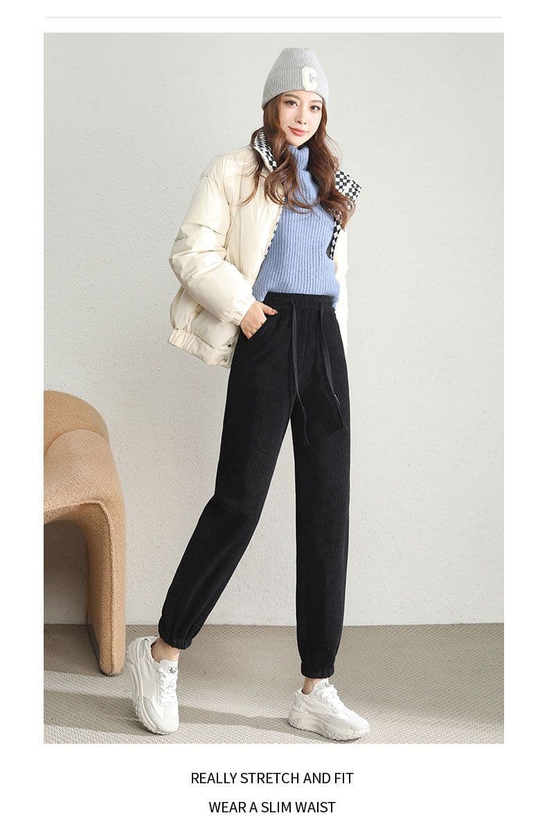 앙겔라 안격라 빨간색 바지 아이들 oversize 루즈핏 빅 사이즈 2026 가을 겨울 새로운 털이 있고 두꺼운 조거 캐주얼 바지 상세 이미지 21