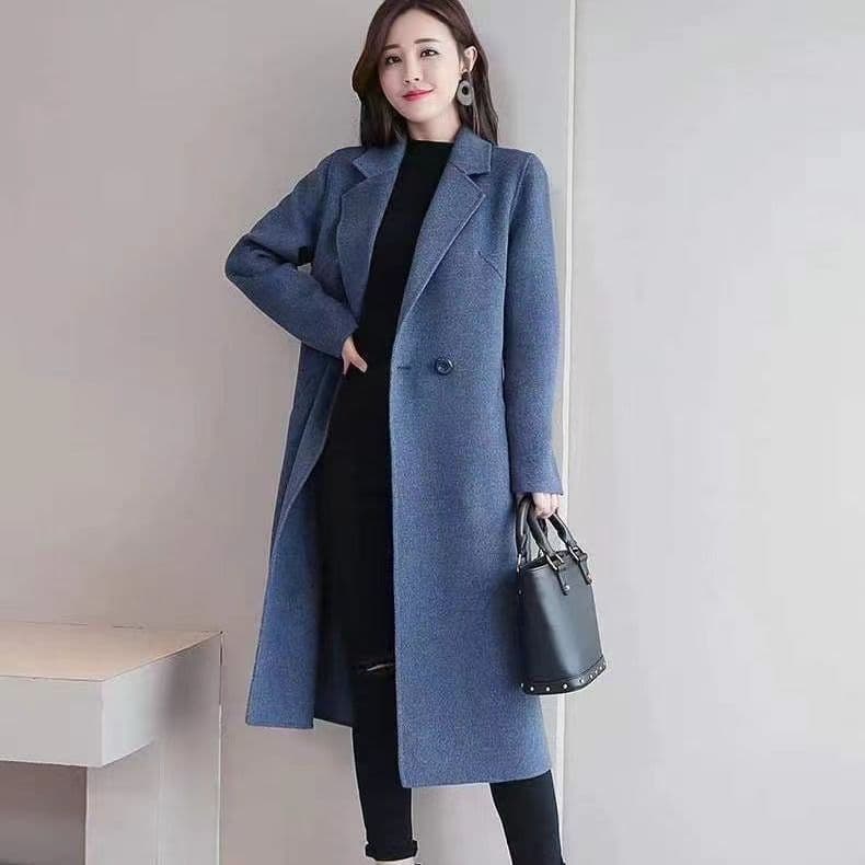 가을 겨울 새로운 용과 봉황 뭐라구? 모직 코트 여자 중간 롱 코트 무릎 아래 루즈핏 슬림해 보이는 고급 인기 모직 여성 코트 상세 이미지 2