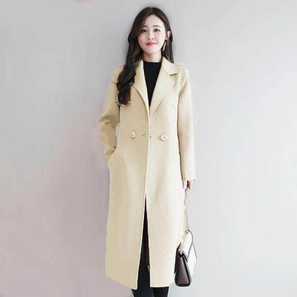 가을 겨울 새로운 용과 봉황 뭐라구? 모직 코트 여자 중간 롱 코트 무릎 아래 루즈핏 슬림해 보이는 고급 인기 모직 여성 코트 상세 이미지 8