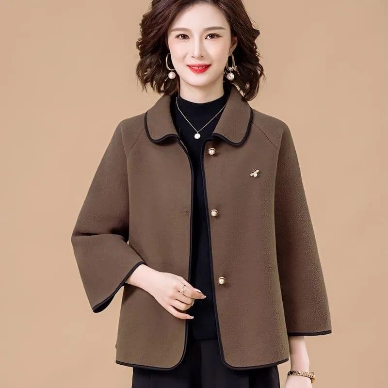 어머니 드레스 외국 가스 단면 뭐라구? 짧은 여성 코트 봄 가을 중노년 고급 패션 루즈핏 봄 드레스 모직 외투