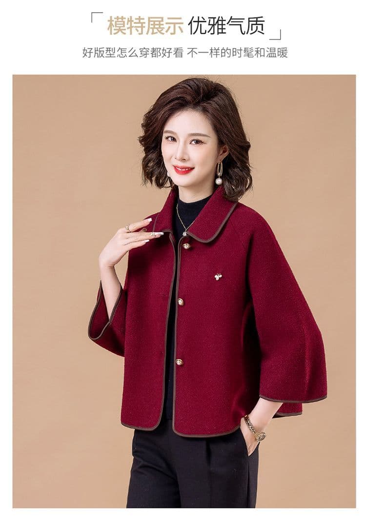 어머니 드레스 외국 가스 단면 뭐라구? 짧은 여성 코트 봄 가을 중노년 고급 패션 루즈핏 봄 드레스 모직 외투 상세 이미지 10