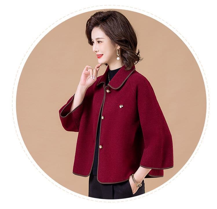어머니 드레스 외국 가스 단면 뭐라구? 짧은 여성 코트 봄 가을 중노년 고급 패션 루즈핏 봄 드레스 모직 외투 상세 이미지 12