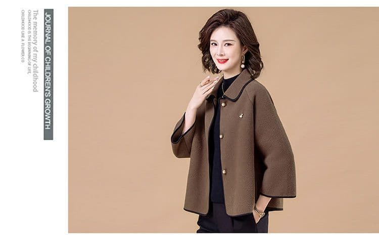 어머니 드레스 외국 가스 단면 뭐라구? 짧은 여성 코트 봄 가을 중노년 고급 패션 루즈핏 봄 드레스 모직 외투 상세 이미지 14