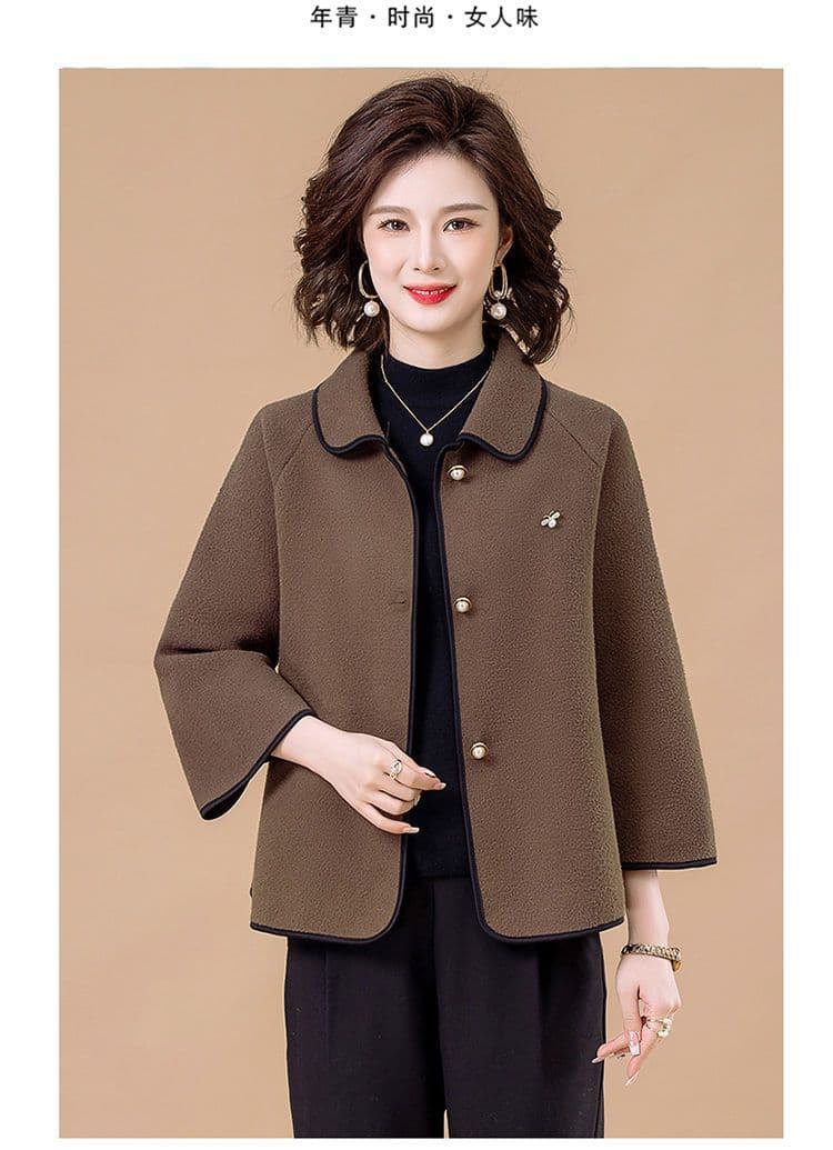 어머니 드레스 외국 가스 단면 뭐라구? 짧은 여성 코트 봄 가을 중노년 고급 패션 루즈핏 봄 드레스 모직 외투 상세 이미지 17
