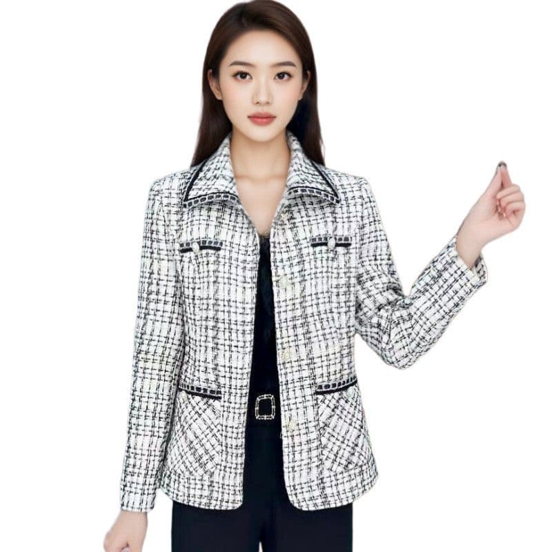 정품 봄 가을 여성 코트 고급 새로운 작은 샤넬 스타일 여성 의류 카운터 계절 캐주얼 맨위 정장 다용도 외국 가스 연령 감소