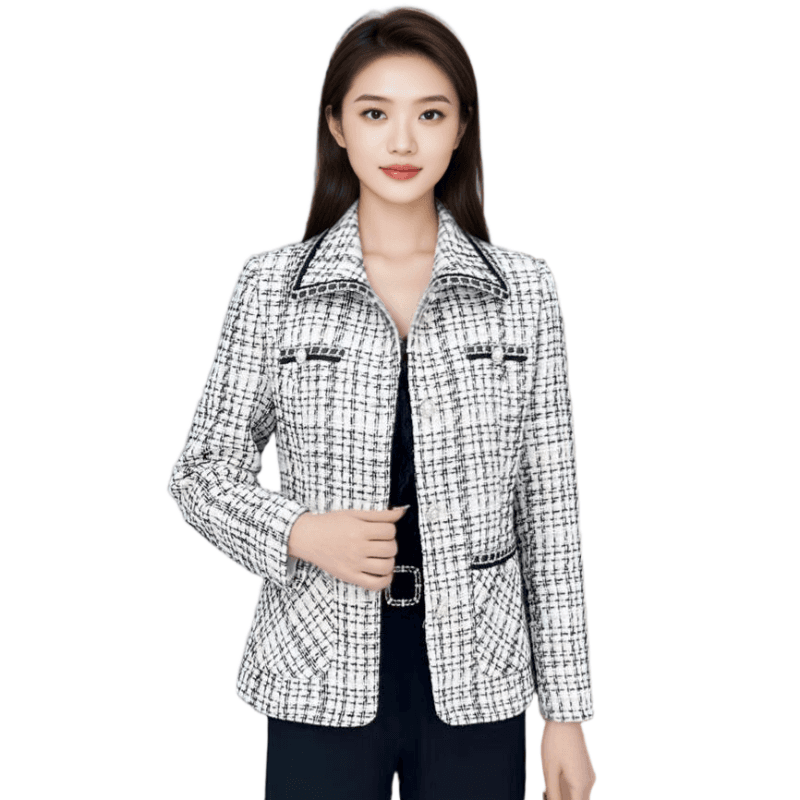 정품 봄 가을 여성 코트 고급 새로운 작은 샤넬 스타일 여성 의류 카운터 계절 캐주얼 맨위 정장 다용도 외국 가스 연령 감소 상세 이미지 20