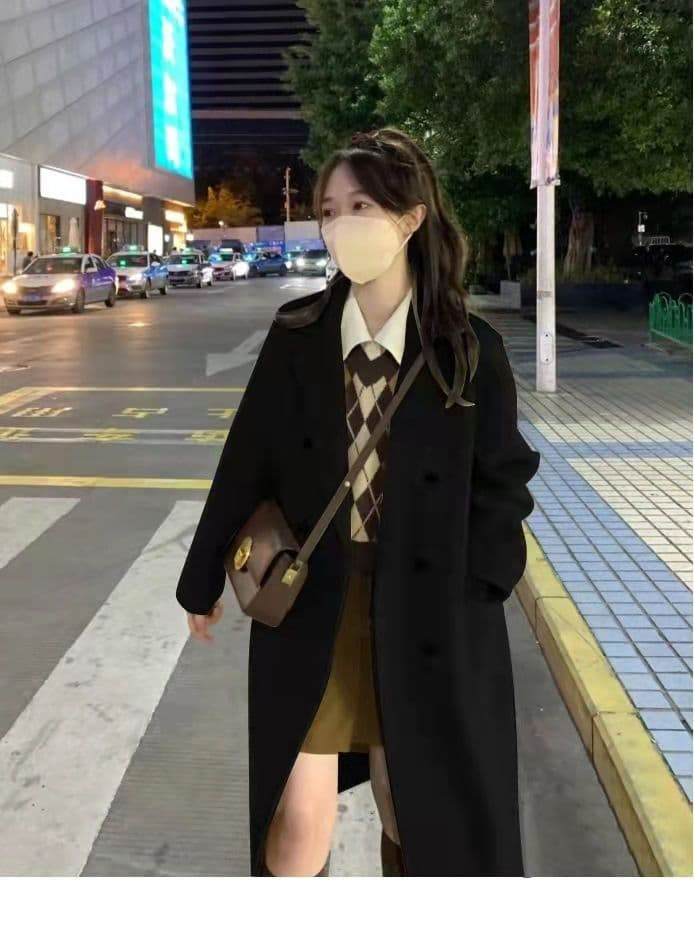 2026 가을 겨울철 새로운 살구 색상 모직 여성 코트 그는 벤 바람 모직 코트 작은 키 한 부서 겨울 두꺼운 상세 이미지 16