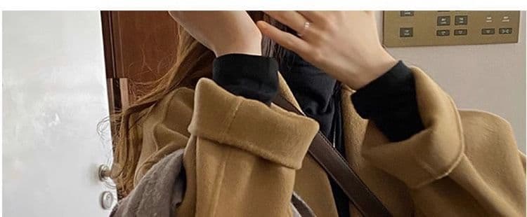 오트밀 색상 모직 코트 여성 2026 가을 겨울 새로운 한국 스타일 루즈핏 중간 길이 폭발 자켓 상세 이미지 28