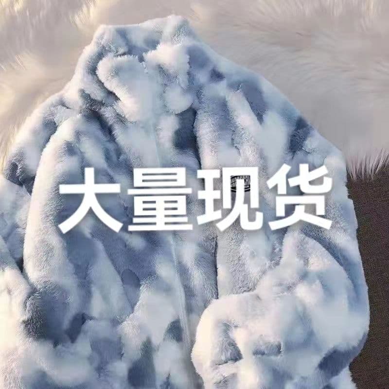 홀치기 염색 양털 여성 코트 고급 센스 겨울 두꺼운 양털 플리스 맨위 트렌디 ins2026 년 새로운 루즈핏 상세 이미지 1