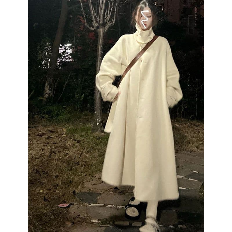 2026 새로운 한 부서 모직 코트 여성 겨울 작은 키 그는 벤 바람 롱 코트 모직 패션 품격 여성 코트 이미지 3