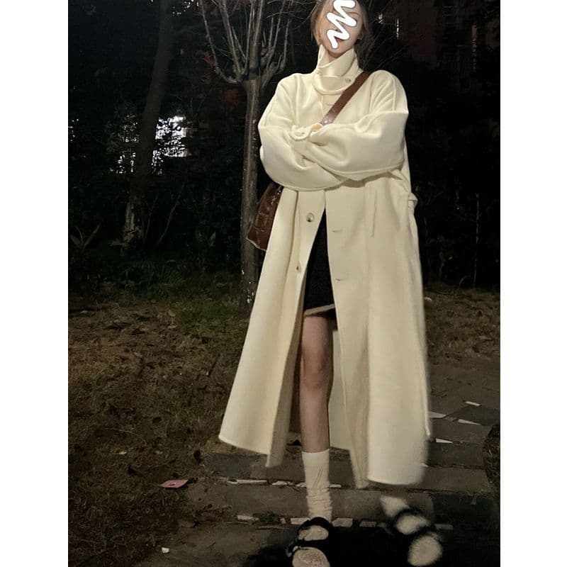 2026 새로운 한 부서 모직 코트 여성 겨울 작은 키 그는 벤 바람 롱 코트 모직 패션 품격 여성 코트 이미지 2
