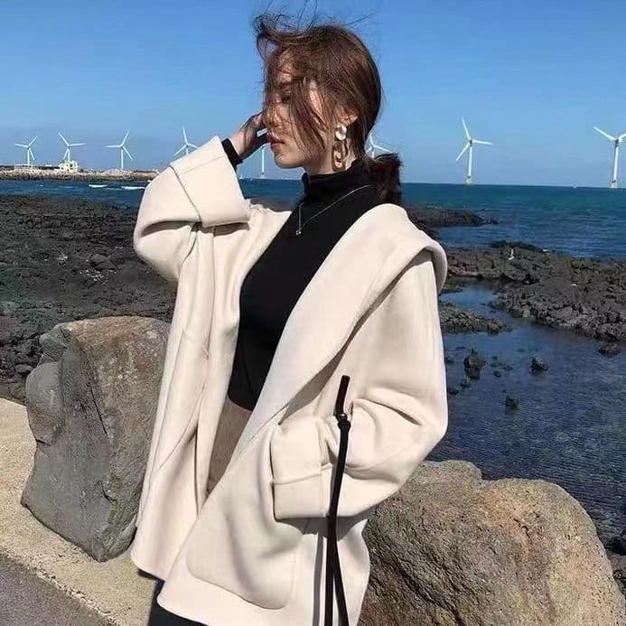 단면 모직 코트 가을 겨울 다용도 작은 샤넬 스타일 짧은 개인 프랑스식 망토 모직 외투 여자 학생 쇼트 스타일 이미지 3