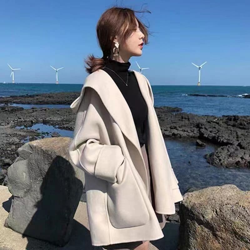 단면 모직 코트 가을 겨울 다용도 작은 샤넬 스타일 짧은 개인 프랑스식 망토 모직 외투 여자 학생 쇼트 스타일