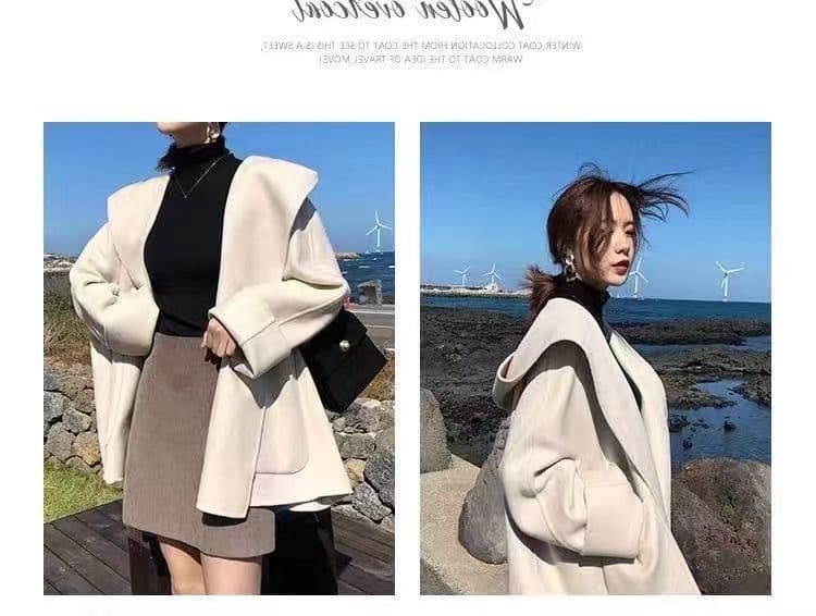 단면 모직 코트 가을 겨울 다용도 작은 샤넬 스타일 짧은 개인 프랑스식 망토 모직 외투 여자 학생 쇼트 스타일 상세 이미지 9