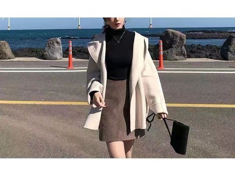 단면 모직 코트 가을 겨울 다용도 작은 샤넬 스타일 짧은 개인 프랑스식 망토 모직 외투 여자 학생 쇼트 스타일 상세 이미지 10