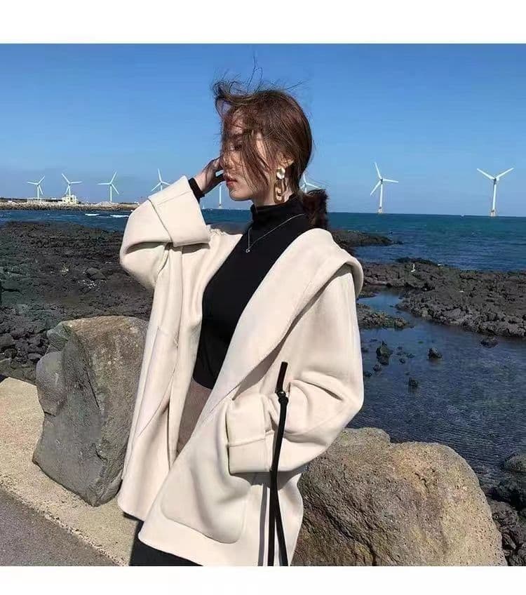 단면 모직 코트 가을 겨울 다용도 작은 샤넬 스타일 짧은 개인 프랑스식 망토 모직 외투 여자 학생 쇼트 스타일 상세 이미지 13