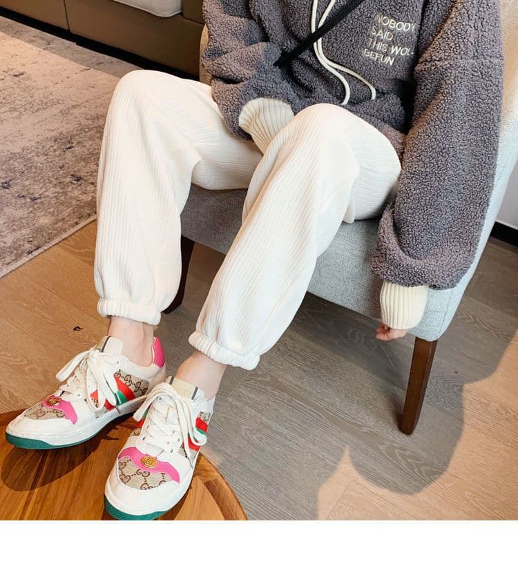 새로운 ins 트렌디 와이드 레그 팬츠 어린이 코듀로이 도루 센스 루즈핏 슬림해 보이는 겨울 털이 있고 두꺼운 캐주얼 조거 바지 여성 상세 이미지 18