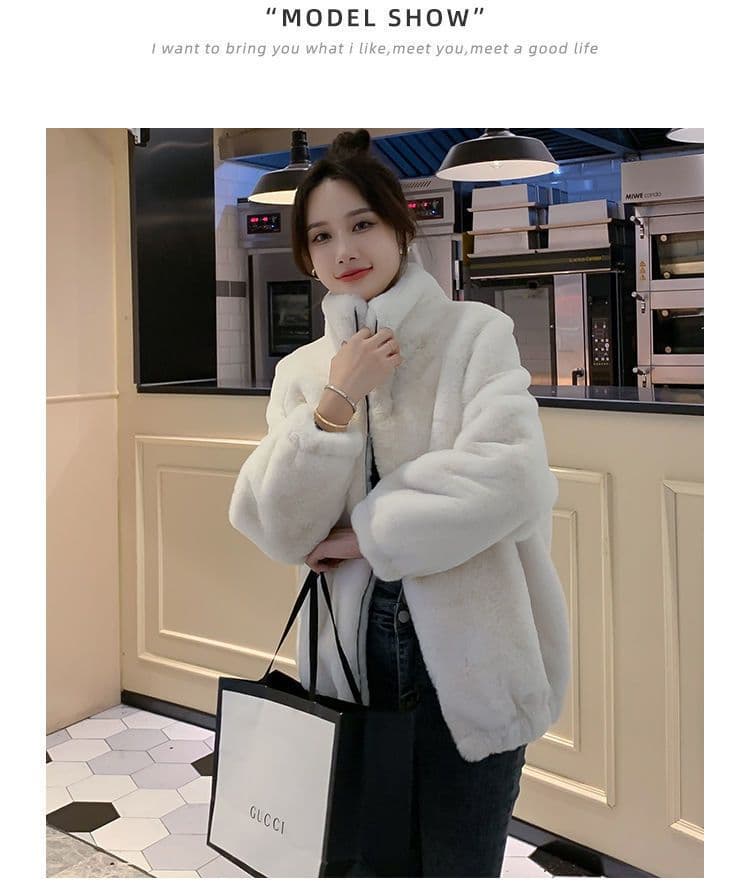 모방 밍크 울 모피 여성 코트 가을 겨울 2026 새로운 스탠드 칼라 외국 가스 플러스 면 두꺼운 보온 어린 양 플리스 재킷 상세 이미지 9