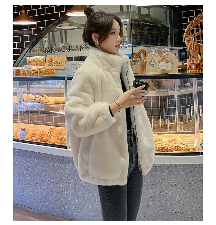 모방 밍크 울 모피 여성 코트 가을 겨울 2026 새로운 스탠드 칼라 외국 가스 플러스 면 두꺼운 보온 어린 양 플리스 재킷 상세 이미지 11