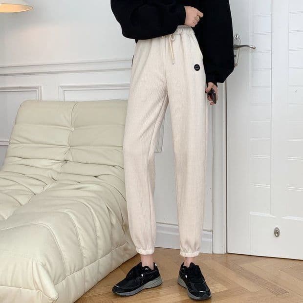 코듀로이 하렘 바지 셰닐 털이 있고 두꺼운 캐주얼 웨이 바지 가을 겨울철 루즈핏 조거 바지 바지 ins 상세 이미지 7